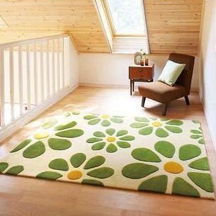 田园 手工花朵腈纶地毯客厅茶几卧室床边可爱时尚儿童房间 可定做