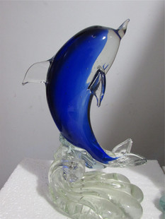 包邮 厂价直销 创意生日礼物 跃海豚玻璃工艺品 琉璃家居小摆件