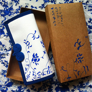 新款包邮手绘帆布钱包 中国风民族风花纹女包袋手工布艺青花瓷