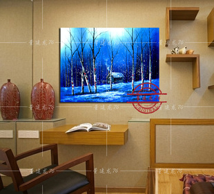 N冬季雪景客厅无框画墙画壁画挂画遮挡电表箱水晶单块装饰画