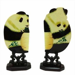 延陵常州梳篦 送国外友人礼品 中国特色工艺 彩绘熊猫木梳礼盒
