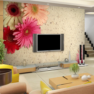 壁纸3d简约大型壁画客厅电视背景墙纸无纺布卧室温馨无缝墙布雏菊