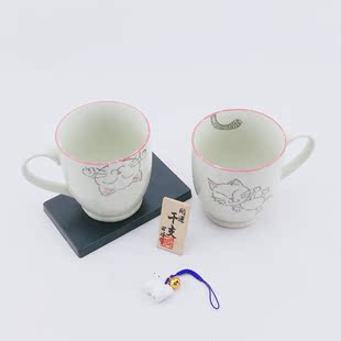 【盘畔碗旺】可爱小猫陶瓷带柄无盖马克杯水杯茶杯牛奶杯早餐杯