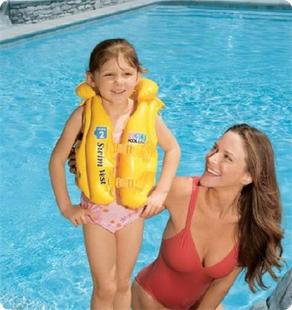 儿童游泳衣 INTEX正品黄色游泳背心救生衣 宝宝幼儿戏水运动装备