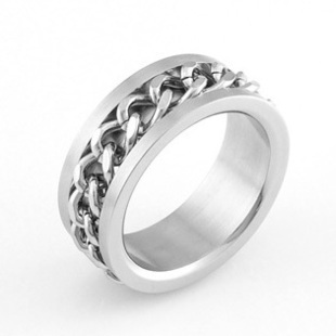 韩版戒指欧美银色男士钛钢食指戒指环女生时尚情侣百搭生日礼物潮