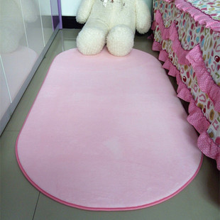 特价椭圆纯色防滑珊瑚绒地毯卧室床边卫生间客厅门垫茶几垫可定制