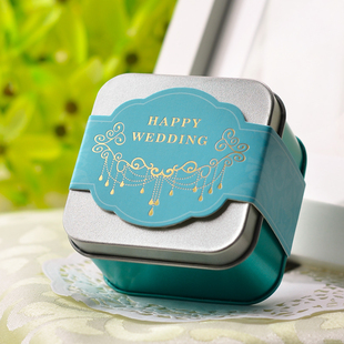 2015新款天蓝色高档马口铁喜糖盒子创意结婚用品欧式婚礼婚庆批发