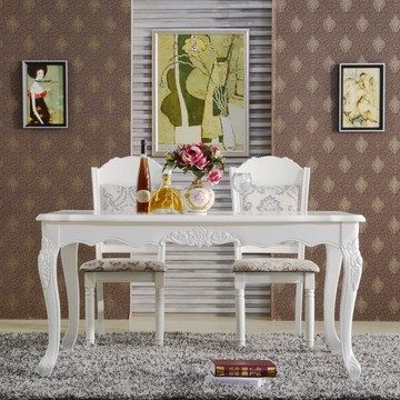 欧式餐桌大理石欧式餐桌椅子组合烤漆白色餐桌椅欧式苗银餐桌椅