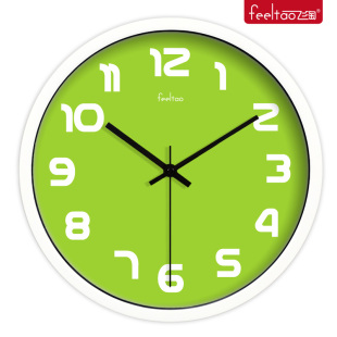 特价包邮飞淘时尚简约挂钟欧式绿色12英寸创意静音客厅时钟钟表74
