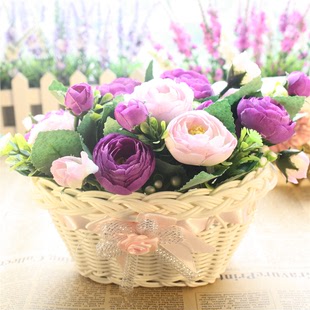 假花仿真花套装欧式茶玫瑰花瓶组合花客厅花装饰花餐桌花绢花