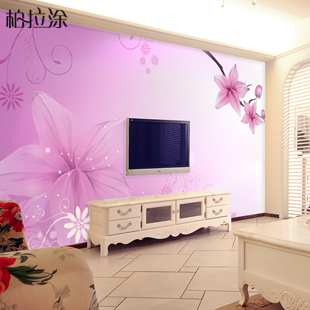 客厅电视背景墙壁纸 卧室温馨浪漫粉色墙纸 大型壁画 田园大花
