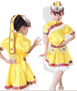 少儿演出服儿童民族表演服蒙族女童舞蹈服藏族幼儿蒙古舞服装推荐