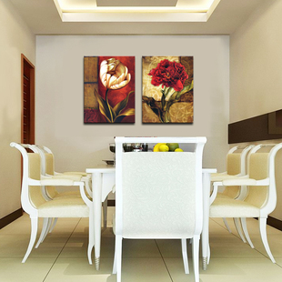 抽象花卉客厅现代简约无框画餐厅墙画壁画挂画玄关装饰画两联联画