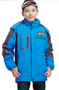 正品童装中大男童滑雪服冬装加厚抓绒儿童冲锋衣男童棉衣外套