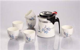 陶瓷飘逸壶玲珑杯壶套装泡茶杯过滤泡茶器功夫茶具礼品整体包邮