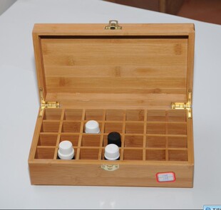 28格精油盒楠竹化妆品盒首饰收纳盒10ML竹制精油包装盒木盒