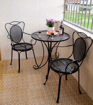 欧式铁艺户外桌椅三套件阳台桌子椅子时尚l咖啡桌办公椅