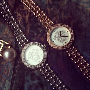 爆款复古珠珠 石英表 表盘粗链条女士手表配高端表盒时尚潮流腕表