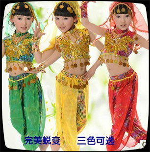 少儿民族服装儿童民族舞蹈服装新疆舞演出服维族表演服装印度舞服