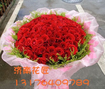 99朵红玫瑰花束济南鲜花速递同城送花情人节鲜花预定生日礼物订花