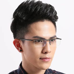 山米格瑞超轻时尚半框纯钛商务近视眼镜框架配成品眼睛男款潮变色