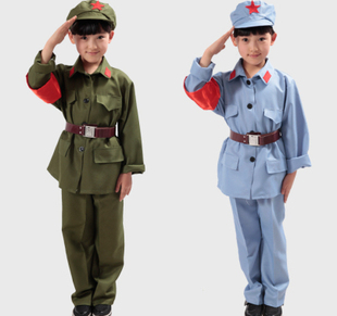 儿童红军演出红卫兵八路军小军装男女童雷锋表演服装解放幼儿演出