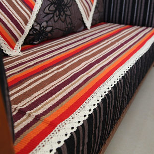 沙发垫夏季布艺棉线亚麻条纹沙发坐垫四季沙发巾皮欧式编织客厅
