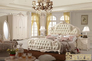 法式双人床 欧式特价家具双人床 高档直销 精致雕花双人床
