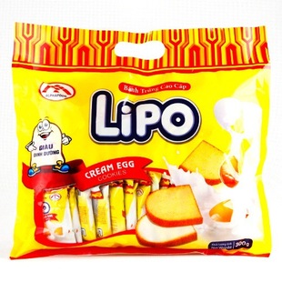 进口食品 越南友谊牌LIPO白巧克力鸡蛋面包干300g营养早餐饼干