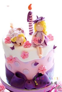 儿童卡通人物造型翻糖蛋糕 小仙子造型蛋糕 宝宝生日礼物蛋糕