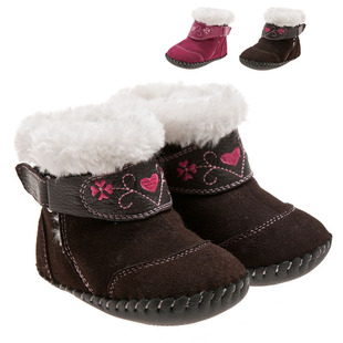 小蓝羊冬季新款牛皮宝宝棉皮靴保暖靴BB-C3809 内11.5-13.5CM两色