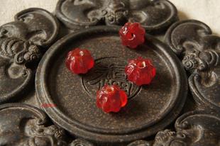 〓老珠收藏〓 古法红大瓜棱老琉璃 花瓣珠 原风化包浆