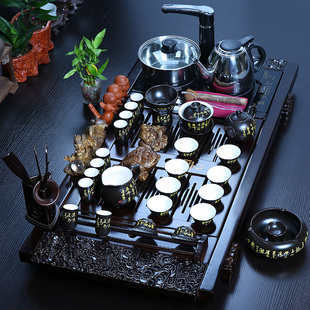 天坤茶具陶瓷整套茶具套装四合一电磁炉功夫茶具实木茶盘特价包邮