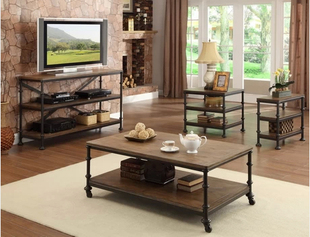 2015新品美式实木仿古家具做旧榆木长方形桌客厅茶几茶桌清仓特价