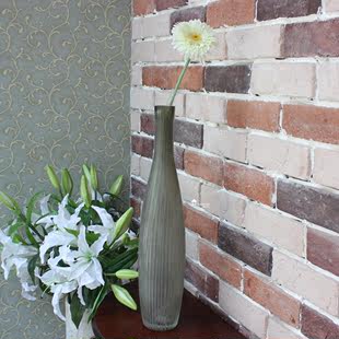 现代风格灰色磨刻/玻璃摆件工艺品摆设 家饰摆件花瓶花插落地花瓶