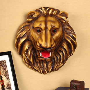 欧式创意狮子头壁挂酒吧会所家居玄关墙面装饰品时尚树脂工艺挂饰