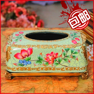 欧式纸巾盒创意大号家用陶瓷纸巾盒欧式田园时尚创意欧式大号纸盒