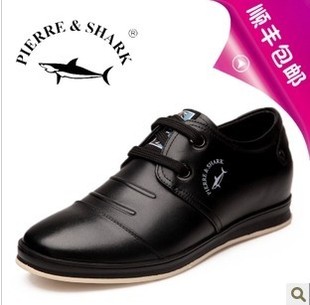 鲨鱼 男士增高鞋男式日常休闲鞋英伦商务休闲皮鞋隐形内增高男鞋