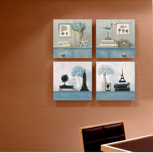 欧式壁画客厅装饰画现代简约抽象挂画卧室墙画无框画艺术画地中海