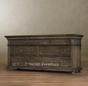 闽南-帕古达系列 新中式家具 实木斗柜，复古做旧餐边柜 D-2