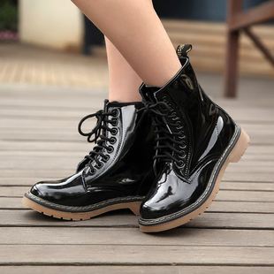 新款！Dc 正品 秋季朋克新款马丁靴系带短靴漆皮鞋学院韩版女靴子
