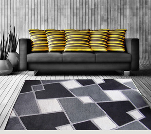 欧式时尚现代简约宜家水洗地毯手工腈纶条纹格子客厅茶几卧室地毯