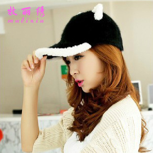 热销韩版新款女士猫耳朵兔毛棒球帽 可爱时尚秋冬季帽子批发
