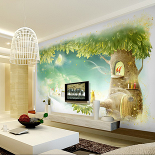大型壁画卧室客厅儿童房梦幻卡通环保电视背景墙纸壁纸花仙子
