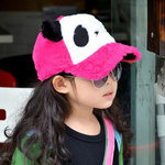 特价韩版熊猫棒球帽子男孩女孩毛绒帽儿童加绒鸭舌帽