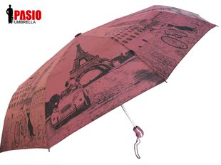 PASIO正品新款U21艾菲尔铁塔伞自动晴雨伞创意折叠防紫外线遮阳伞