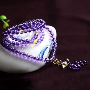 天然紫水晶 多层 手链 正品紫水晶手链  多圈原创黄水晶葫芦