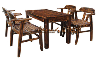 包邮/碳化防腐木庭院桌椅/酒吧餐厅桌椅/实木休闲桌椅/户外桌椅