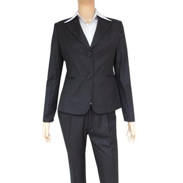 职业套装新款 暗竖条纹职业女裤套装 修身显气质 精致长袖小西装
