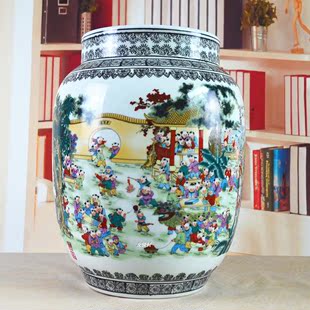 景德镇陶瓷器 粉彩百子图落地花瓶 现代家居客厅装饰工艺品摆件